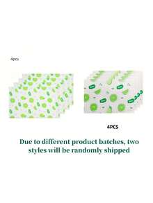 4 片装柠檬图案冰箱垫，可水洗、防水、防油，适用于冰箱搁架、冷冻室、橱柜抽屉，以及家庭厨房收纳整理。