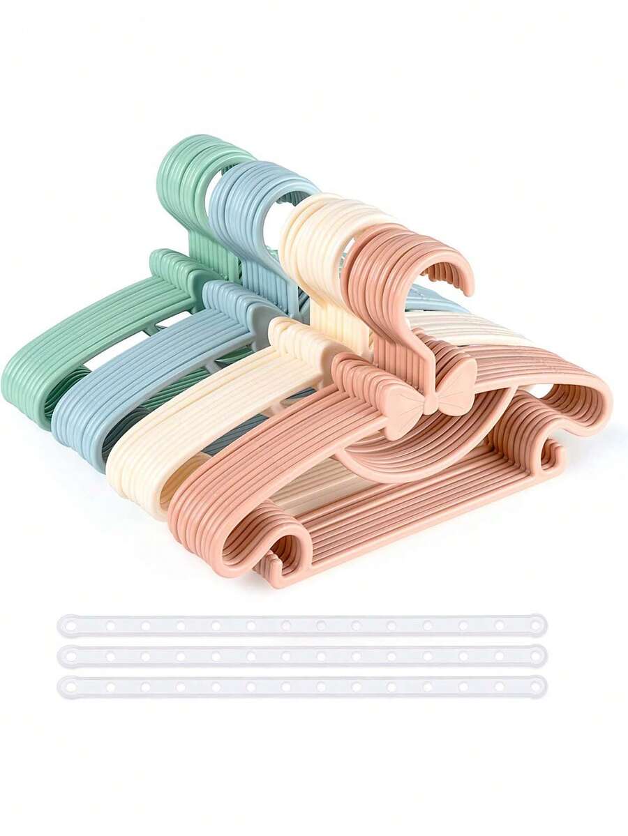 Baby Clothes Hangers, 20 Pack Kids Hangers, Baby Toddler Kids Hangers With Hook, No Trace Cute Bow Clothes Hanger For Children Clothes, Sturdy&Durable Clothes Hangers - Multicolor - View 1