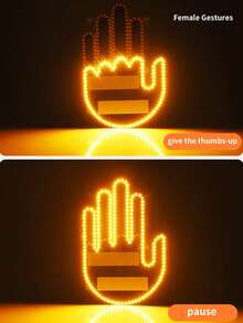 1个LED手势灯，趣味汽车装饰灯，汽车手势灯，新款LED汽车后窗指示灯，4种模式，电池供电，遥控，汽车配件 - 彩色 - 查看 7