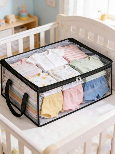 这款大容量收纳袋专为婴儿房设计，配有结实耐用的提手和面料，是收纳衣物、毯子和床上用品的理想之选。它可折叠，采用结实的拉链，也适用于卧室收纳，可存放玩具、鞋子、尿布、感恩节礼物、收藏模型和配件。它是完美的斋月礼物和节日装饰收纳方案。