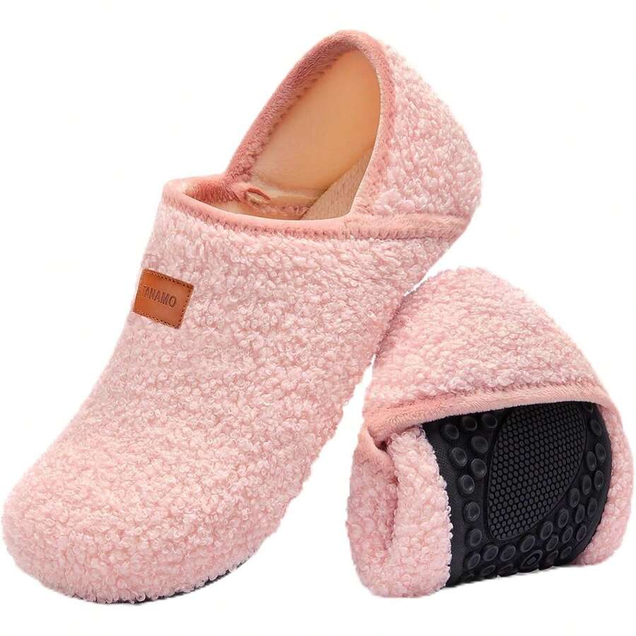 ¡RecomendadoTanamo - Pantuflas de casa para mujeres y hombres, pantuflas descalzas para interiores, zapatos de casa, cómodas pantuflas para el hogar, recámara, viajes, yoga, Rayas Rojo Claro, 6.5-7.5¡Top de Temporada - rosado - Ver 1