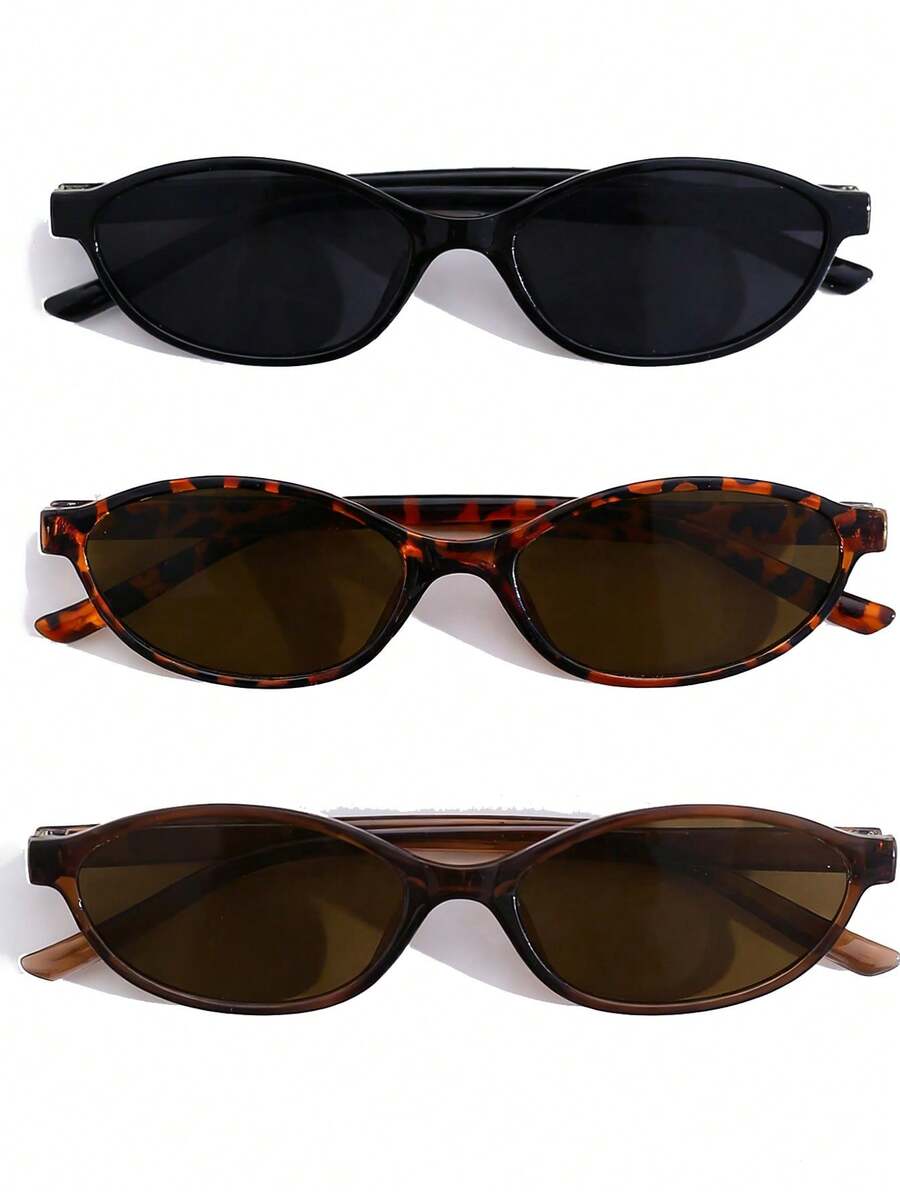 Ideal Summer Accessory: 3 Pairs Women's Retro Small Oval Multi-Color Fashion Glasses - Nhiều màu - Xem 1