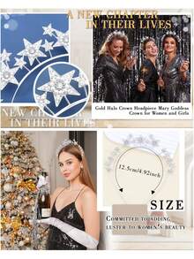10/5/1 pieza Diadema de metal 3D en forma de estrella, minimalista y práctica, multifuncional. Adecuada para que las mujeres la usen en festivales, bodas y fiestas. - Plateado - Ver 4