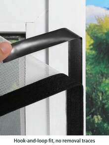 Window Screen Mesh With Zipper Opening - Self-Adhesive Hook And Loop Installation, No-Drill Anti-Mosquito Net For Windows - Black - View 6
