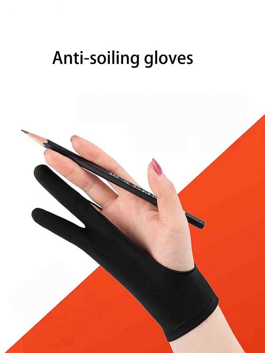 Painting Anti-Fouling, Anti-Wear, Anti-Sweat, Anti-Dirty Sketch Oil Painting Two Fingers Art Electronic Digital Tablet Screen Hand Painting Gloves - Black - View 1