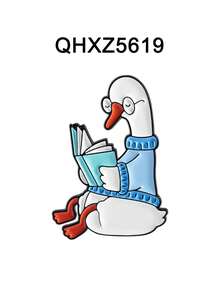 1pc/Set Silly Goose Reading Brooch Enamel Pins Cartoon Cute Couple Goose Reading Brooches Backpack Lapel Badge Jewelry Gift For Friends - Multicolor - View 13