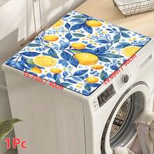 1件复古柠檬图案印花洗衣机防尘垫，橡胶软底，洗衣房配件，洗衣机顶部保护垫，速干，冰箱防尘罩，咖啡机台面吸水垫，硅藻土沥水垫，现代洗衣房和厨房电器洗衣机和烘干机防尘罩，家居装饰，厨房和餐厅装饰