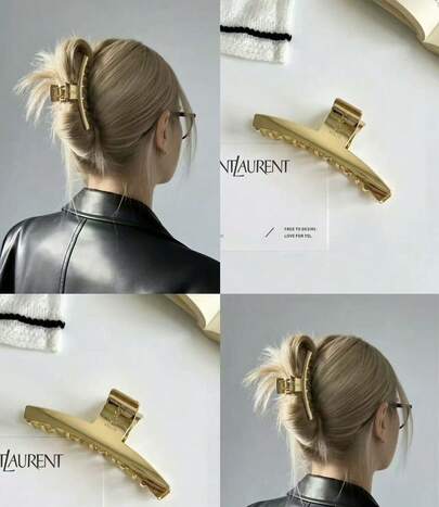 Yves Saint Laurent Gold Hair Clips, Fashion Hair Accessories, Women Hair Clips, Gold Hair Clips, Hair Clips, Hair Pins, Bun Hairstyle Decor, Party Hair Clips, Elegant Hair Clips