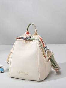 Damski plecak w jednolitym kolorze o miękkiej fakturze, wysokiej klasy, modny, elegancki, klasyczny plecak z tkaniny Oxford - Biały - Zobacz 13