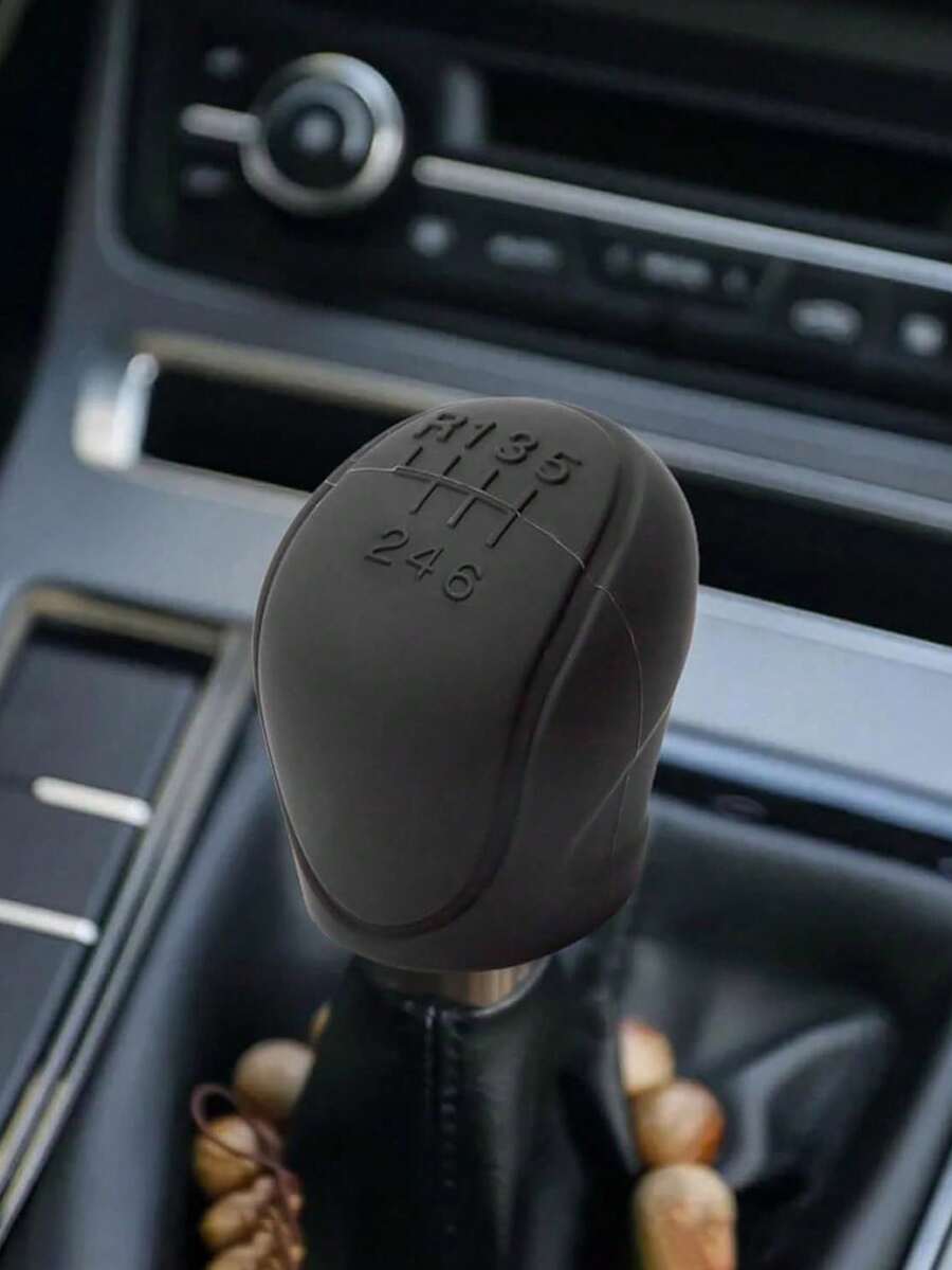 1pc Universal Black Silicone Anti-Slip Car Gear Shift Knob Cover Protector - Solid Color - View 1