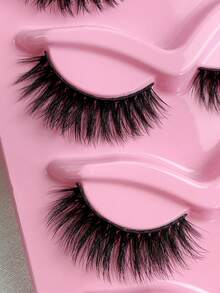 5 Pairs 3D Full Strip Eyelashes Curling Volume Fluffy Thick Faux Mink Lashes Dramatic False Lashes Convenient For Applying And Enhancing Eyes - Fluffy Lashes - View 7