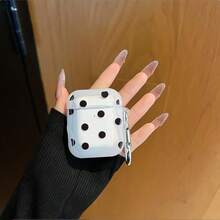 Apple Bluetooth Earphone Case Compatible With Air1/2/AirPods3 & Pro/Pro2, Polka Dot Design, Semi-Transparent Matte Finish With Black Dots, Protective Case - Polka Dots - View 2