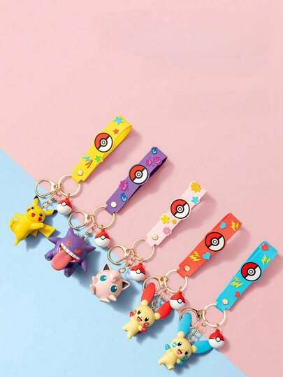 Cute  Keychain Set, , Pokeball Anime Figures, Car Interior Decor, Backpack Pendant, Bag Accessories, Unisex Car Key Chain, Party Favors, Perfect Gift For Anime Fans, Ideal For Valentine's Day, Birthday, Christmas!