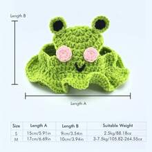Cute Frog Pet Hat With Expressive Eyes And Furry Ears - Soft Green And Pink Crocheted Dog And Cat Headgear, Machine Washable All Season Clothing, Suitable For Small/Medium Dogs And Cats, Comfortable Active Eyes And Soft Cheeks, Suitable For Themed Parties And Everyday Wear, Glamorous Frog Design With Ribbed Ears And Expressive Eyes, Suitable For Small To Medium Pets, Glamorous And Practical Accessories, Dog Hat, Dog Hat - 青蛙 - 查看 5