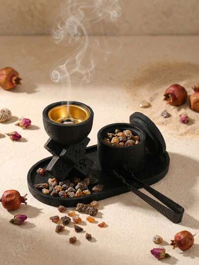 Quemador de incienso de estilo de fusión islámica moderno, en blanco/negro, con diseño geométrico de resina, un quemador de bakhoor con líneas limpias, adecuado como quemador de aromas para todo tipo de ocasiones, decoraciones, para el hogar, como pieza central, oficina, lugar de yoga y fiestas, creando una atmósfera elegante. También se puede utilizar para la decoración de templos.