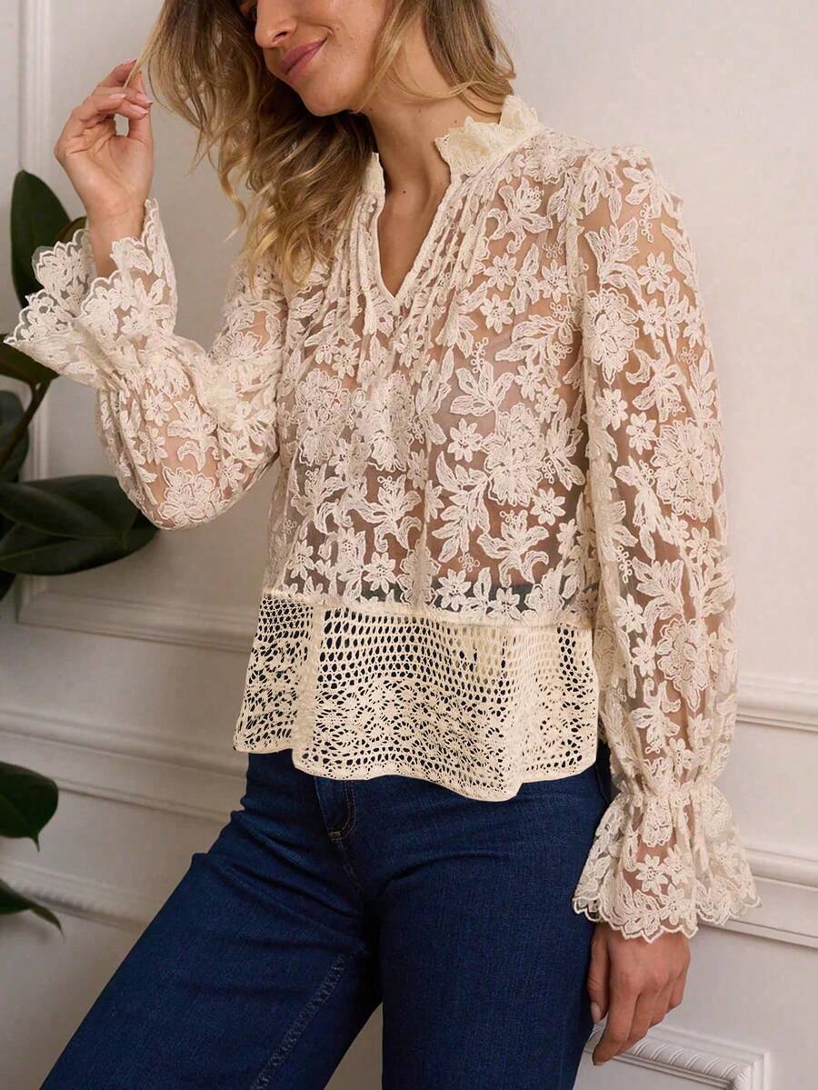 ii Áo cánh ren vá thanh lịch thường ngày dành cho nữ, Xuân/Thu