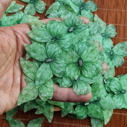 50 st. eleganta färgglada fjärilsapplikationer i nät - 3D handgjorda tyglappar, lämpliga för hårspännen DIY, brudklänningar, kläddekorationer, håraccessoarer och brudhuvudbonader, bröllopsfesttillbehör, fina lätta fjärilar i dubbelt lager i chiffong