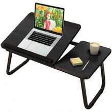 Mesa para Cama Plegable, Escritorio Portatil para Laptop, Mesita Laptop Cama con Portavasos y Ranura Inclinación Ajustable de 5 Niveles de Comer, Jugar, Estudiar y Trabajar - por defecto - Ver 8