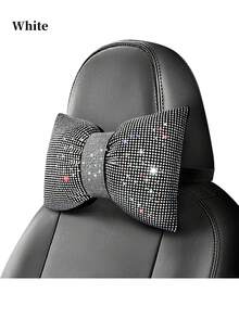 2pcs/Set 1pc Shiny Car Pillow - Car Headrest Bow Neck Support Pillow, Suitable For Drivers, With Rhinestone Bow Neck Support Cushion, Sleep Travel Neck Support Pillow, Suitable Rhinestone Car Interior Accessories For Women - Style a - View 18
