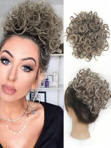 Women's Messy Bun Scrunchie Ponytail Hair Piece, Elastic Drawstring Loose Bun Wig, Suitable For Thin Hair, High Temperature Synthetic Fiber Bun Extension, Natural Black - Multicolor - View 12