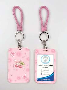 1个ABS粉色绳子字母樱桃图案时尚钥匙扣吊坠，包包挂饰，学生巴士挂件 - 彩色 - 查看 10