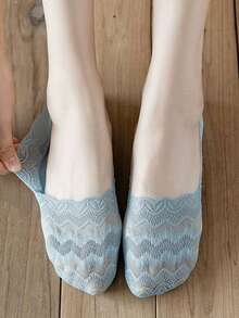 5双女士春夏薄蕾丝防滑、不褪色、吸汗无缝波纹袜 - 彩色 - 查看 5