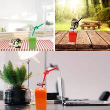 250克可重复使用塑料果汁瓶，方形奶茶瓶，PET透明饮料瓶带盖，适用于果汁、奶昔、姜汁汽水、茶、咖啡，旅行水瓶 - 黑蓋瓶 - 查看 11