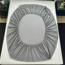 1pc Solid Color Skin-Friendly Striped Pattern Bed Skirt, Simple Brushed, Embossed Craftsmanship, 360-Degree Non-Slip Wrap, Skin-Friendly Fabric, Comfortable Feel, Suitable For Bedroom, Guest Room, Dormitory, All Ages And Seasons, Non-Slip Fixed Bed Sheet Set, Removable And Washable, Relaxing Nude Sleep, Providing Gentle Skin Feel - Dark Grey - View 5