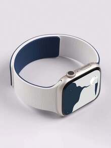 兼容苹果手表表带，1条男女通用双色硅胶表带，柔软防汗防滑运动表带，磁吸式表扣，适用于42mm/38mm/40mm/41mm/44mm/45mm/46mm/49mm的苹果手表，包括Ultra2、Ultra SE2、SE 11、10、9、8、7、6、5、4、3、2、1等型号。适合派对、聚会、海滩活动、旅行，也是圣帕特里克节的理想礼物。 - 海軍藍白 - 查看 3