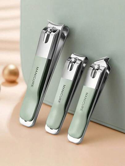 3pcs Matcha Green Nail Clipper Set, Thick Stainless Steel Nail Clippers, Sharp Trimming For Fingers & Toes, Professional Manicure & Pedicure Tool Kit, Durable & Portable For Home & Travel, Affordable & Practical Nail Care, Nail Clipper Set, Toe Nail Clipper, Professional Nail Clipper, Essential For Manicurists, Nail Care Products, Travel Essential, Holiday Gift, Valentine's Day Gift