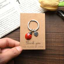 Thank You Gratitude Card Heart Keychain Holiday Card Small Postcard, Employee Appreciation, Encouragement Blessing Close Friends - Ladybug Keychain - View 7