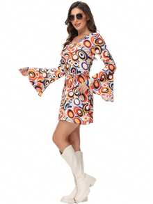 多件套，复古 80 年代迪斯科风格服装，包括女款：连体裤、腰带；男款：衬衫、夹克、裤子（不含假发），男女同款情侣舞台表演角色扮演派对服装万圣节 - 彩色 - 查看 13