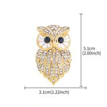 1枚猫头鹰造型休闲锌合金镶钻时尚个性化胸针，适合男士日常、工作、派对佩戴