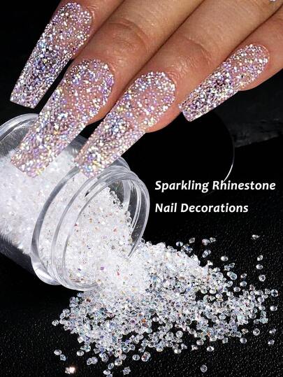 1Bottle AB Colored Diamond Nail Jewelry Sparkling Mini Rhinestone 3D Nail Gemstone Pendant Design Y2K Charming Fashion Nail Art Decoration Nail Salon Accessories DIY Nail Supplies