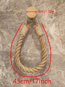 1 st pappershanddukshållare i hamparep - massivt trä, flätad design för enkel installation, väggmonterad förvaringshylla för ansikts- och rullhanddukar