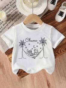Disney Girls' T-Shirt, Featuring A Minimalist Stitch And Lilo Line-Art Cartoon Print. Summer Cotton Crew-Neck Short-Sleeve Tee For Girls, Perfect For Everyday Wear, Vacations, Outdoor Activities, And As A Gift For Children. - trắng - Xem 2