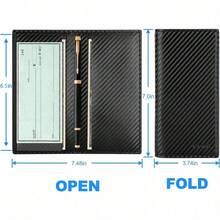 Premium Leather Checkbook Cover For Men And Women Checkbook Holder Wallet RFID Blocking - 黑碳 - 查看 4