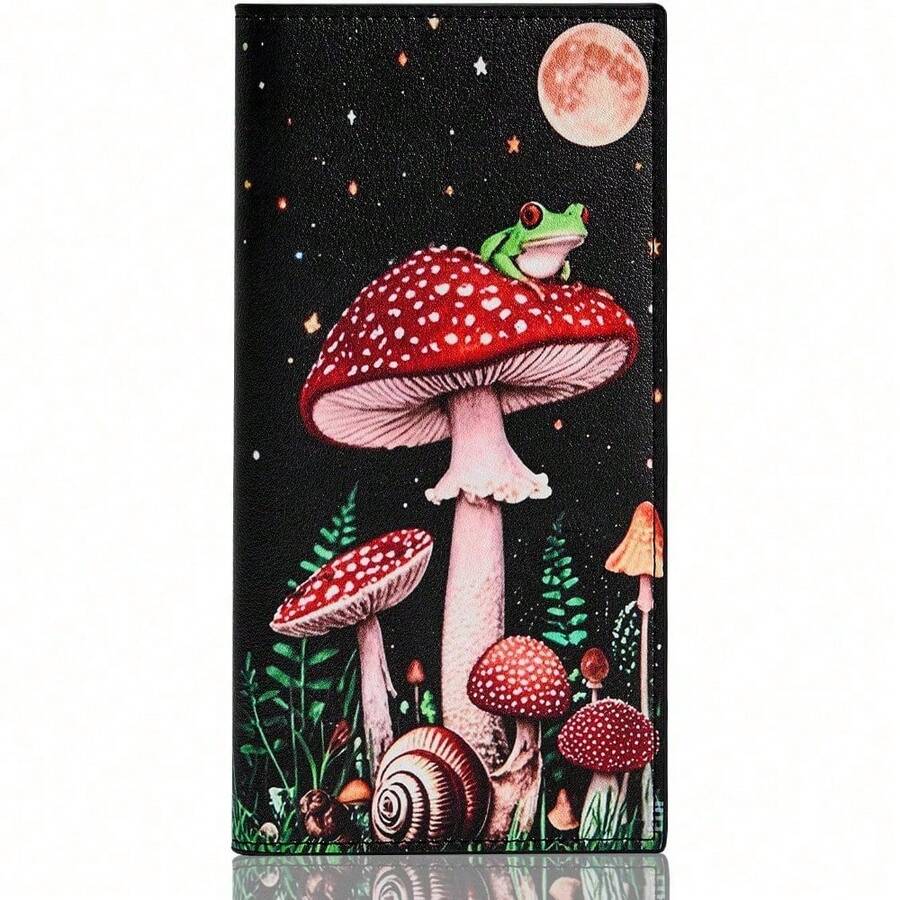 Premium Leather Checkbook Cover For Men And Women Checkbook Holder Wallet RFID Blocking - Black Mushroom - View 1