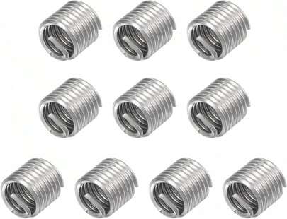 10 piezas Uxcell Insertos de rosca de alambre 7/16-14 UNC 1.5D de acero inoxidable 304 tipo helicoidal Reparación de tornillo roscado Manguito roscado Funda de acero