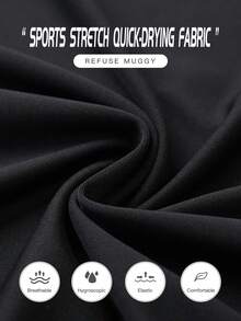 1pc Men's Compression Long Sleeve Breathable Quick-Dry Fitness Top, Tight Core Workout Base Layer, Moisture-Wicking Black Spring Sports - Black - View 5