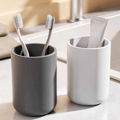 1pc Toothbrush Holder, Couples Rinse Cup For Home, Bathroom Accessories, Suitable For Bathroom, Home Decor, Hotel, Hostel, Dorm, Back To School Season