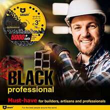 GRAFF Black Rueda de Corte de Diamante para Metal Acero Inox y armaduras - Disco De Corte Para Metal 3 Pulgadas - Disco de corte con eje de 3/8 para Amoladora Angular - Ø 76 mm (3 pulgadas) - Ver 7