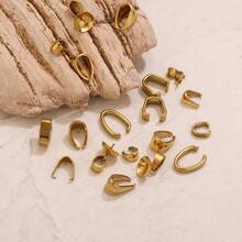 50/20个不锈钢饰品夹，包括种子形夹、皮绳夹、U形夹、偏置吊坠夹、项链吊坠夹，DIY珠宝配件