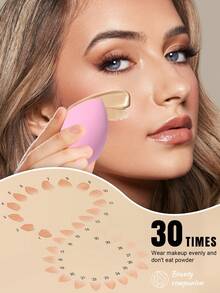 30件套化妆工具套装，包含：12支化妆刷套装+1个多功能防水拉链化妆包+2个手提碗挂绳+1个发圈+4个化妆海绵+4个三角粉扑+3个迷你气垫粉扑+3个迷你化妆海绵，一应俱全，新手友好 | 方便旅行携带，送礼佳品 | 新手/女性的完美之选 - 彩色 - 查看 9