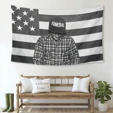 A$AP Rocky ASAP American Flag Rap Rapper Motivational Inspirational Office Gym Wall Dorm Decor Flag Only Sewing Dorm Decor - 黑色 - 查看 3