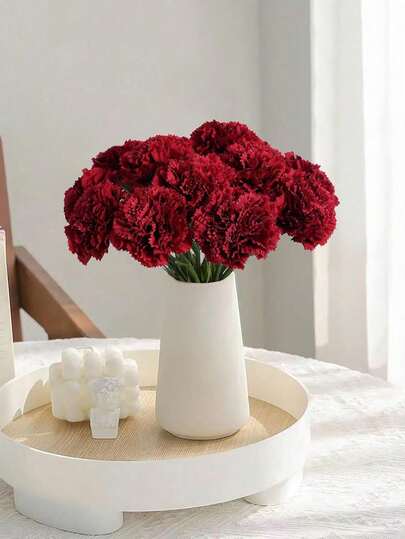 3支仿真康乃馨 - 非常适合母亲节、婚礼、情人节装饰，也可用于家居卧室、厨房、客厅、阳台、房间装饰和家居装饰。