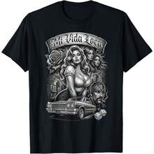 Chicano Culture Street Style T-Shirt - 黑色4 - 查看 1