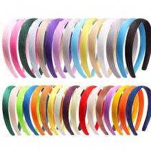 12条缎面发带，宽1.5厘米，防滑发箍，女士DIY发饰（颜色随机），多巴胺，发箍，发圈，家居，护肤发带头饰