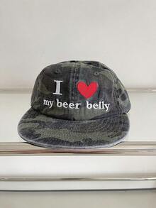 I Love My Beer Belly Embroidered Flat Brim Baseball Cap, Camouflage/Leopard Print Graphic Hat, Wide Brim Flattering Face Unisex Casual Street Adjustable Dad Hat, Autumn/Winter - Multicolor - View 11