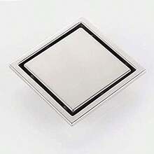 AZOS Drenaje de Piso Cuadrado - Desage de Grueso Drenaje de Piso Acero Inoxidable Cuadrado Anti-Olor Bao Piso Cubierta de Desage Puerta de Desage Ducha Escurridor -150x150mm Coladera de bao - niquel cepillado - Ver 8